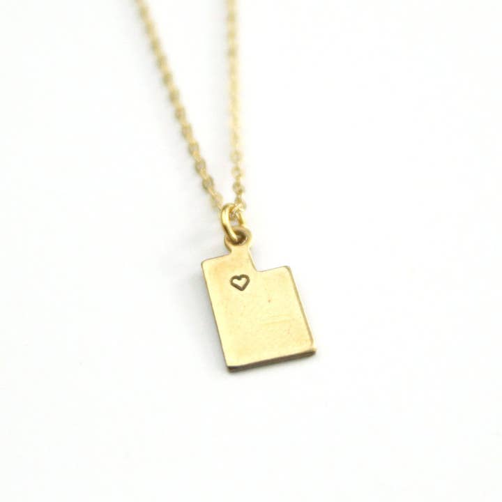 Utah - Custom State Heart Necklace for wholesale by Peachtree Lane Co.