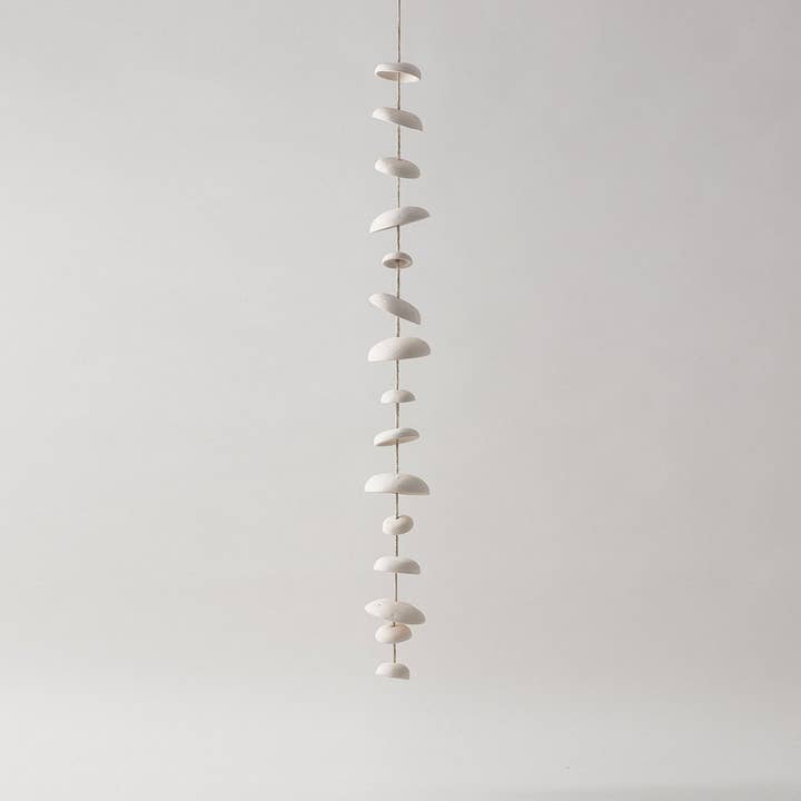 Moon Chimes Full Set Unglazed Natural Buff Stoneware for wholesale by Mudpuppy Ceramic Studio
