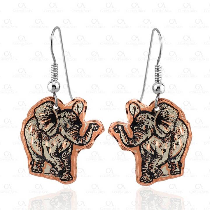 807 elephant Design Earrings for wholesale by COPPER ARTS INC.