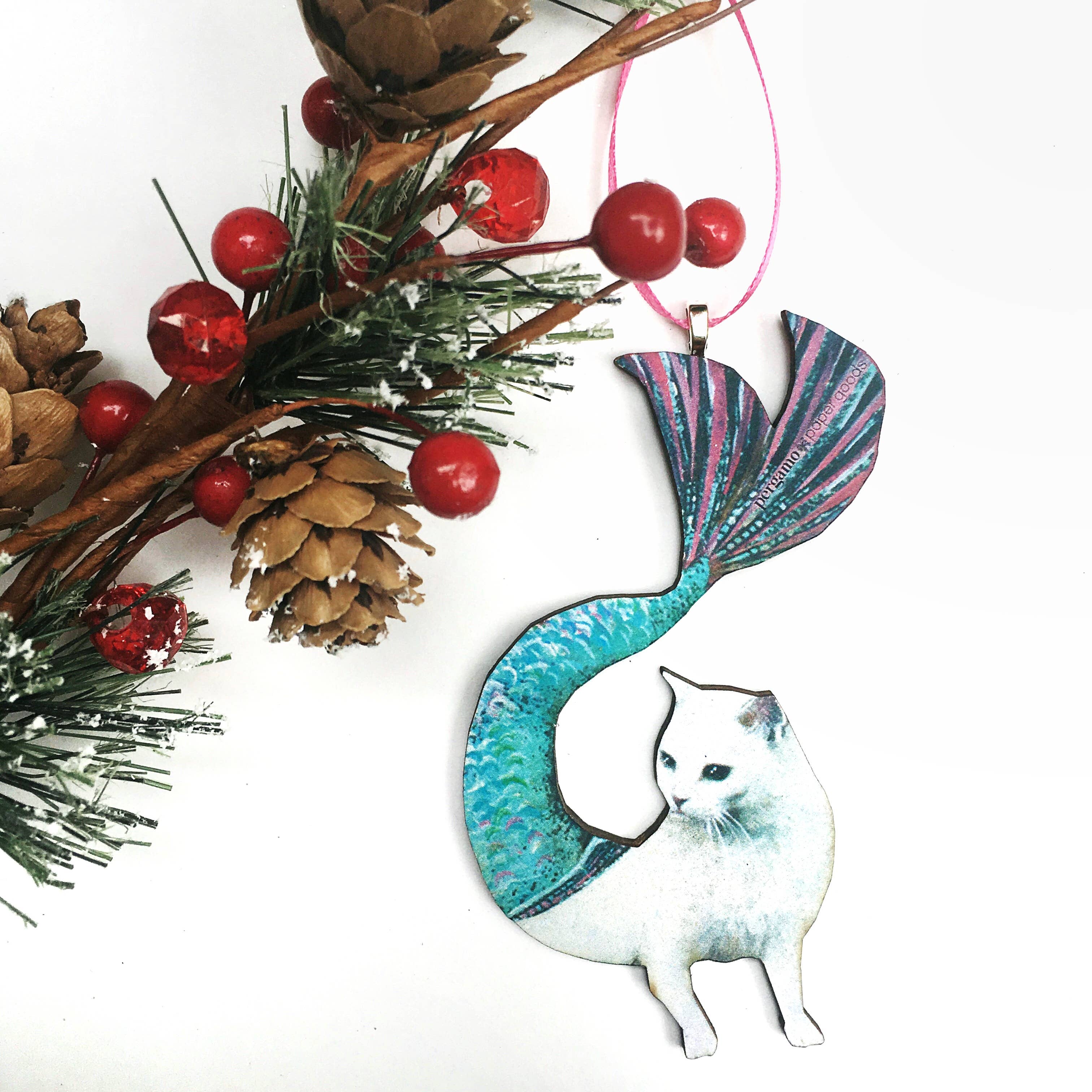 Pergamo Paper Goods – wholesale Ornament – Cat Mermaid Christmas Ornament4