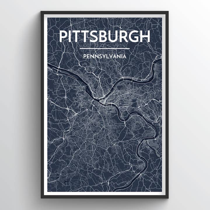 Pittsburgh City Map Art Print for wholesale by Point Two Design Group