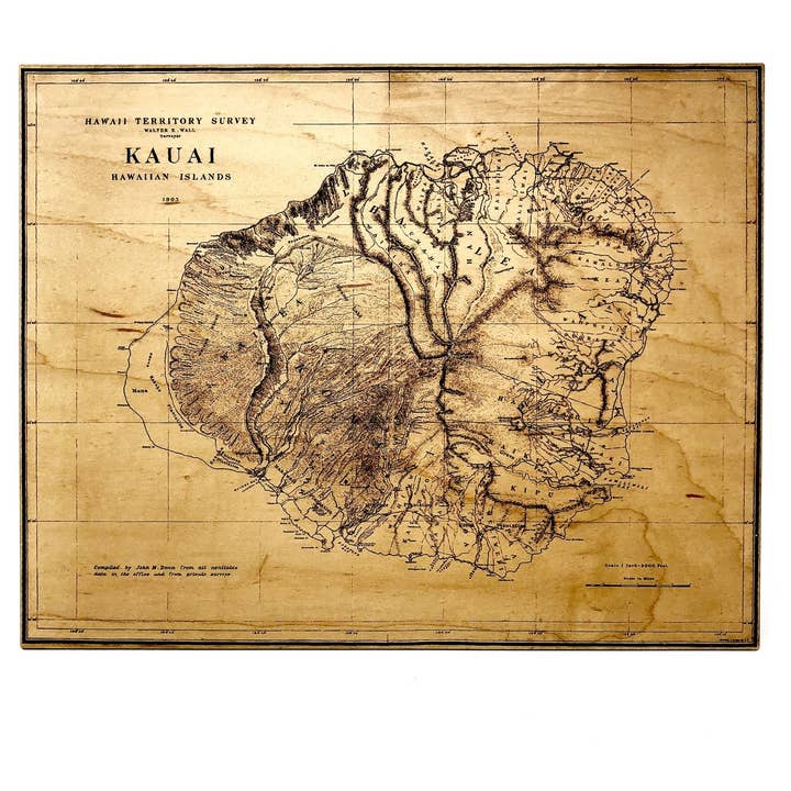Wall Art - Kauai Survey Map, 1903 Hawaii Territory for wholesale by Insert Brand Here Shop