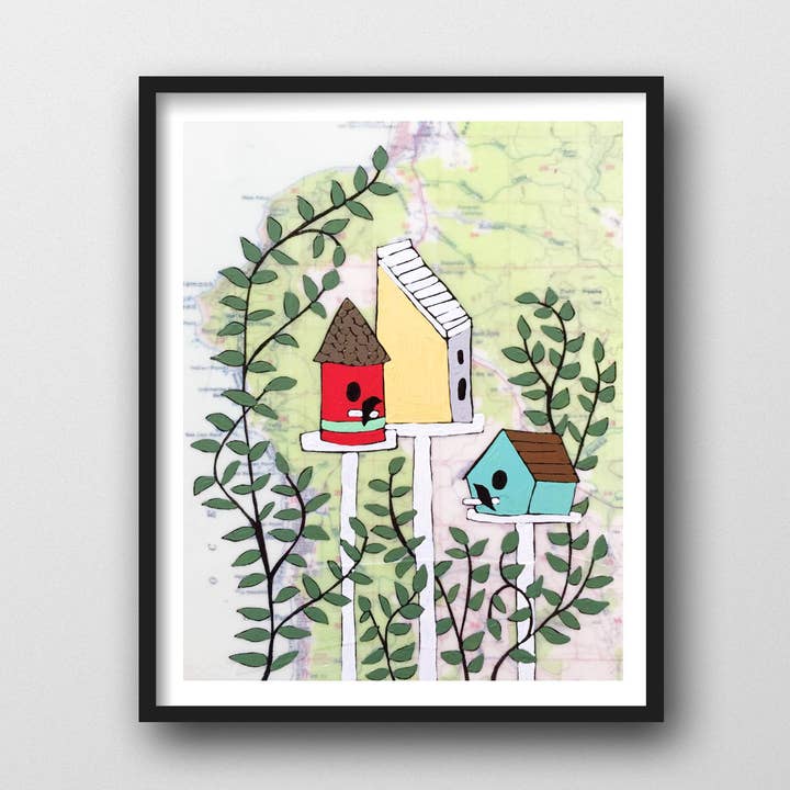 Birdhouse Art Print for wholesale by Rachel Austin