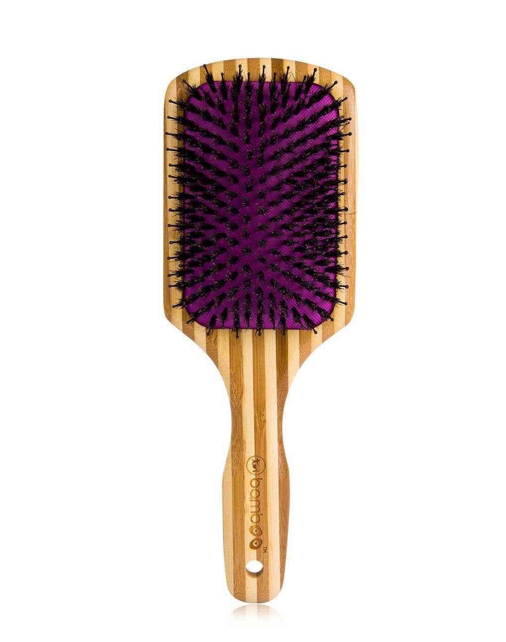Tiri Pro - Wholesale Hair Brush/Comb - Bamboo XL Detangling Paddle Brush with Boar Bristles -Purple3