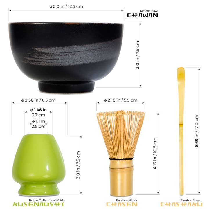 TEALYRA / LUXBE - Wholesale Bowl - Matcha Tea Startup Gift Set - Black Japanese Bowl