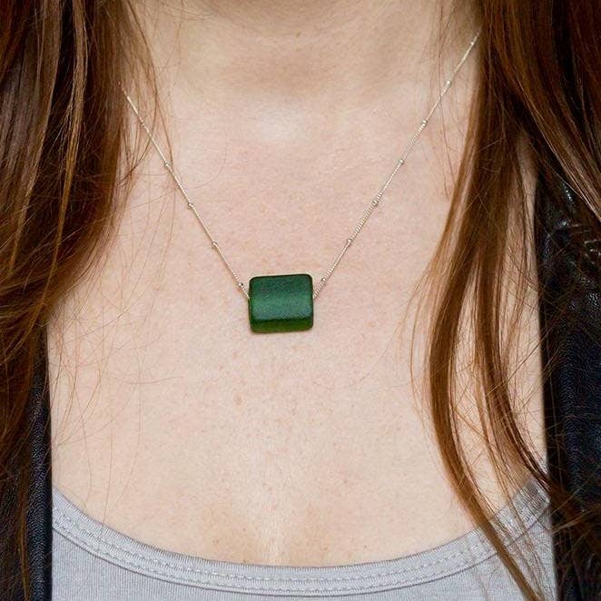 Smart Glass Recycled Jewelry - Wholesale Pendant/Charm Necklace - SIMPLE CUBE NECKLACE STERLING SILVER6