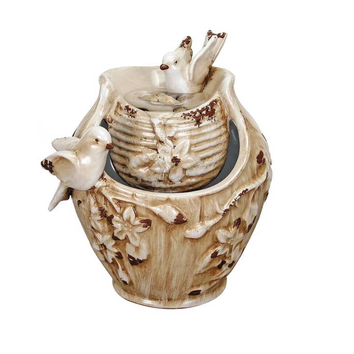 Foreside Home & Garden - Wholesale Ornament - Distressed Bird Bath Garden Water Fountain with Pump