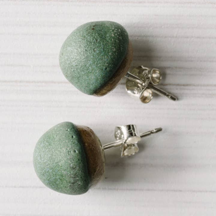 Jadeite Acorn Studs for wholesale by Woodfolk