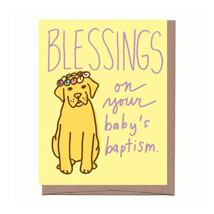 La Familia Green - Wholesale Baby Card - Baptism Pup Greeting Card0
