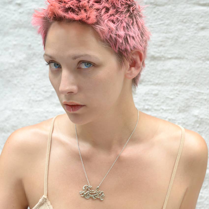 Anomaly Jewelry - Wholesale Pendant/Charm Necklace - Fucker Necklace in Script - Silver or Gold Tone6