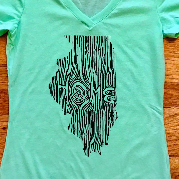 XL - Illinois Ingrained State Women's V-Neck T-Shirt for wholesale by Ingrained Apparel