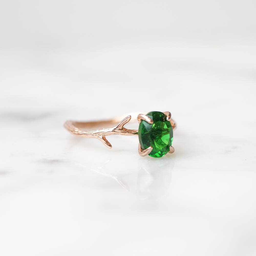 Wander + Lust Jewelry - Wholesale Single Stone/Solitaire Ring - Emerald Green Ring in Rose Gold2