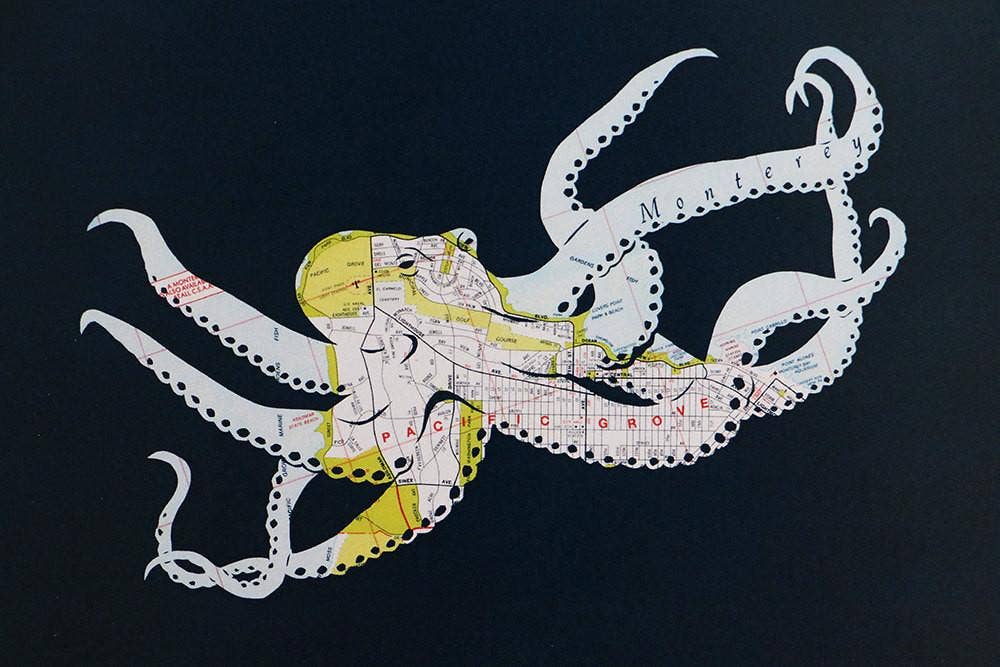 Granny Panty Designs - Wholesale Everyday Greeting Card - Octopus By The Bay Card - Monterey map2