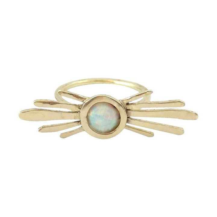 Double Burst Ring With Opal for wholesale by Therese Kuempel Jewelry