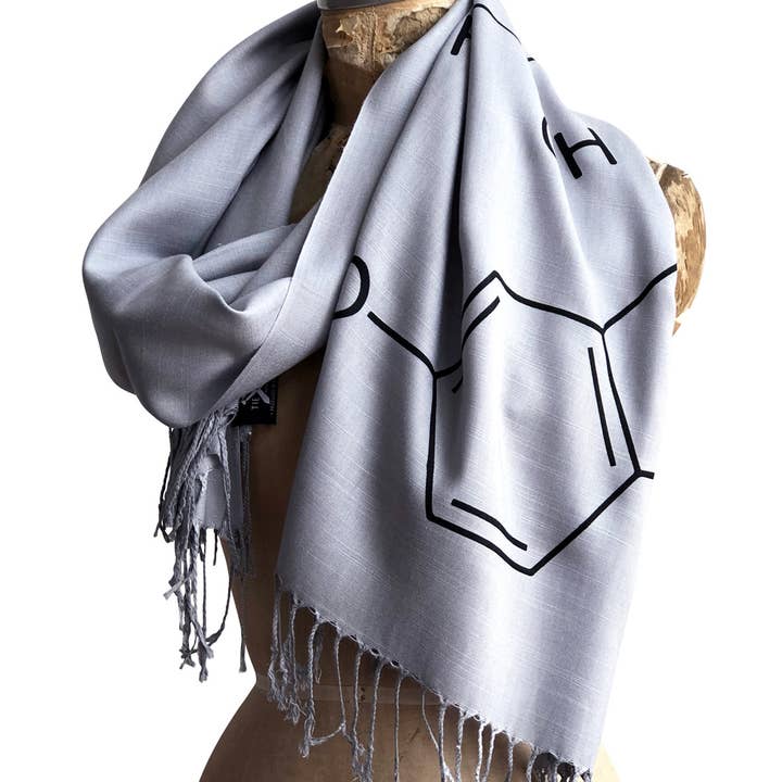 Cyberoptix Tie Lab - Wholesale Scarf - Unisex - Serotonin & Dopamine Linen-Weave Scarf, Happiness Molecule