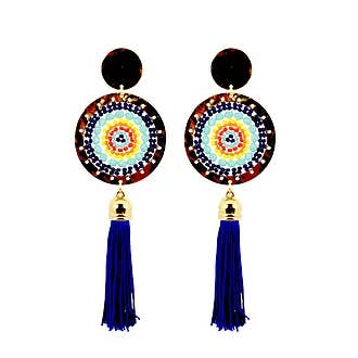 Pendientes de borla azul oscuro para venta al por mayor de NARA HANDMADE JEWELRY