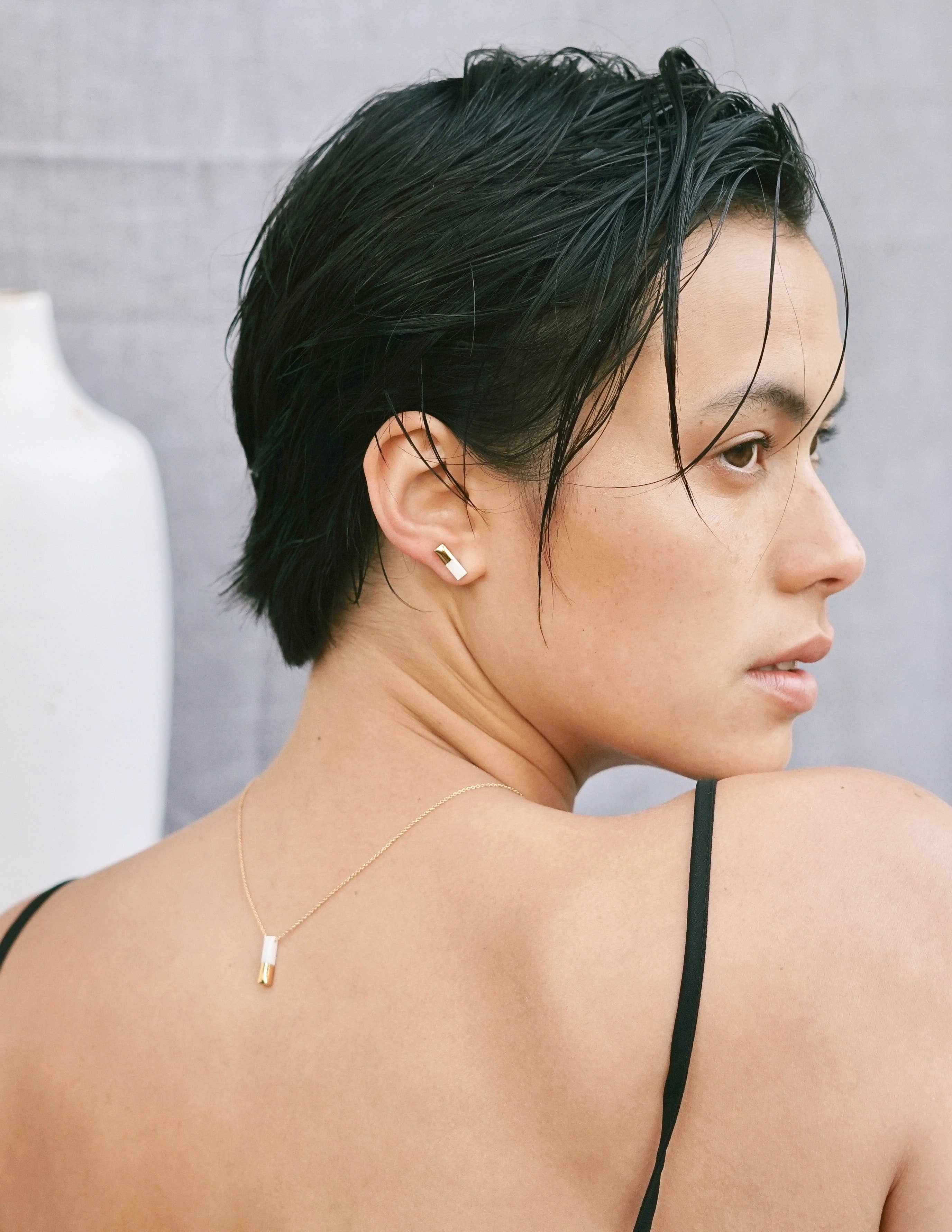Mier Luo - Wholesale Stud/Post Earrings - Gold Dipped Bar Studs2