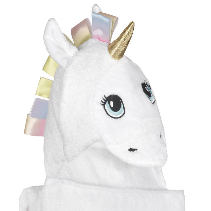 Bamboo Baby Hooded Towel-White Unicorn for wholesale by Kloud Bambu | Bamboo Towels & Blankets