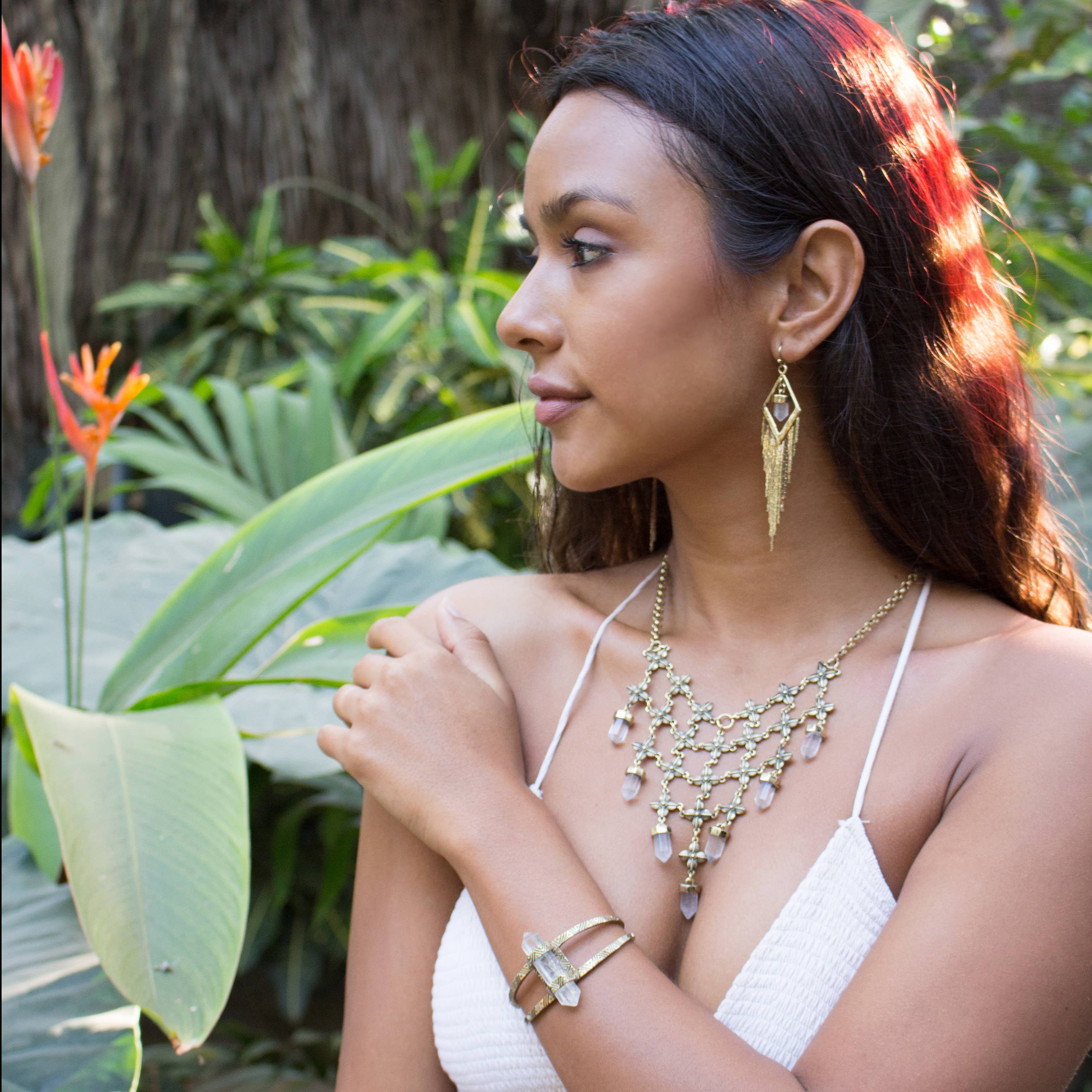 Or avec Antique Clair Collier Bib Shine On Crystal | Or en vente sur Faire5