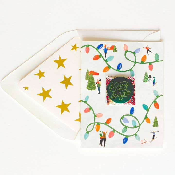 Merry & Bright Glitter Juleferie lykønskningskort for engroshandel hos The First Snow