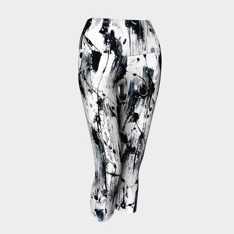 White Feather Splash Capris for wholesale by EmBellish Active