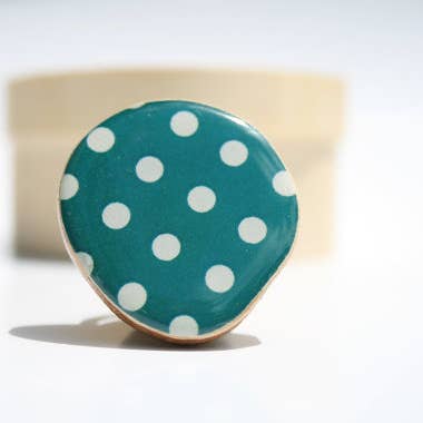 Polka Dot Mørk krikand træ Ring for engroshandel hos Starlight Woods