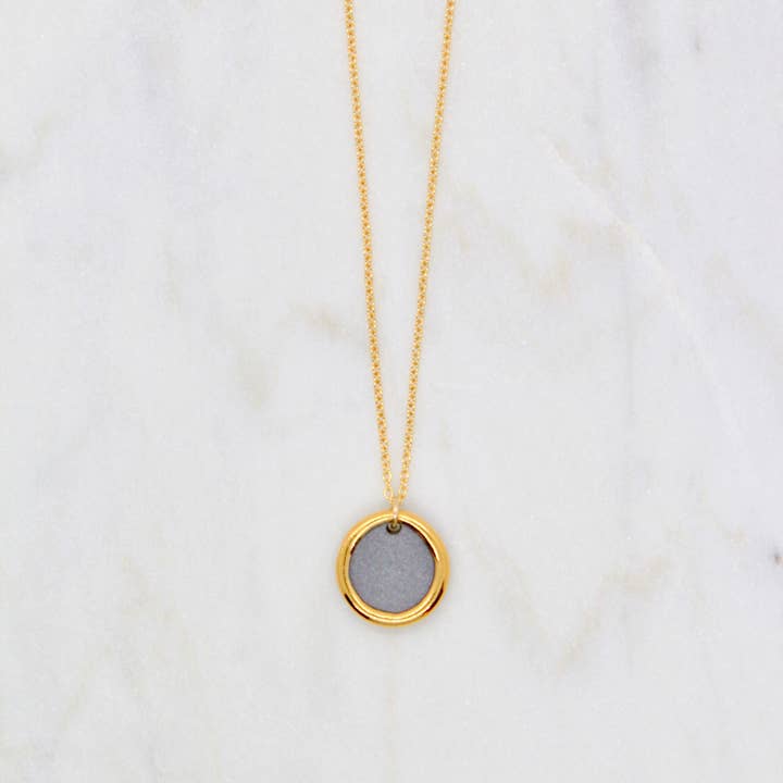 Gold Rimmed Circle Necklace for wholesale by Mier Luo