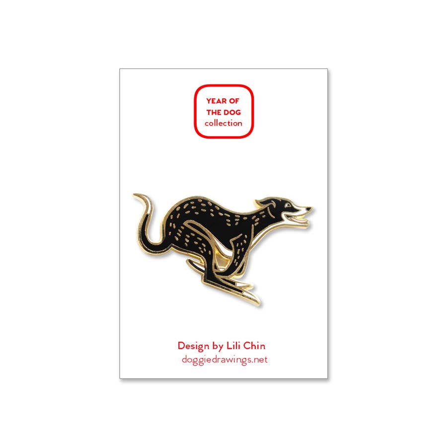 Lili Chin Art - Wholesale Lapel Pin/Button - Greyhound / Sighthound Dog Enamel Pin1