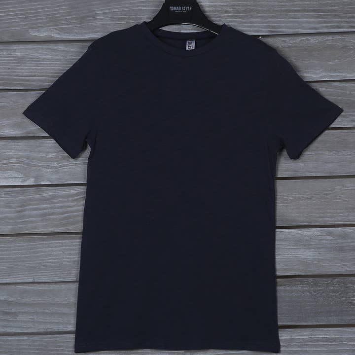 Navy Crew Neck Mens T-Shirt for wholesale by Mad Man