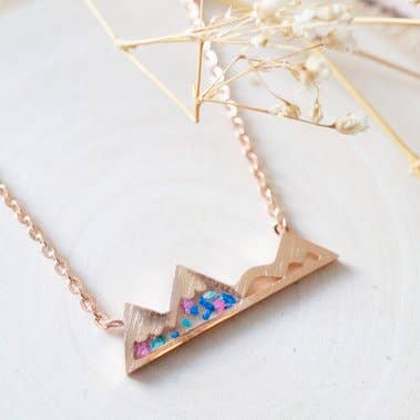 Rose Gold Berg Harts Halsband i Blue Teal Rosa för wholesale av Ann + Joy