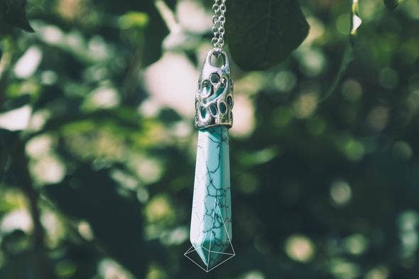 Foxfire Stones - Wholesale Pendant/Charm Necklace - Long Turquoise Necklace
