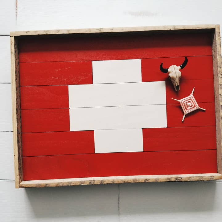 Red and White Swiss Cross Tray for wholesale by Infinite Abyss
