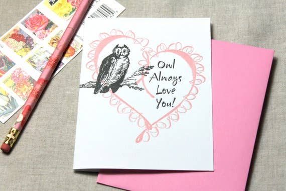 Inkadinkadoodle - Wholesale Love Card - Owl Always Love You Letterpress Blank Card1