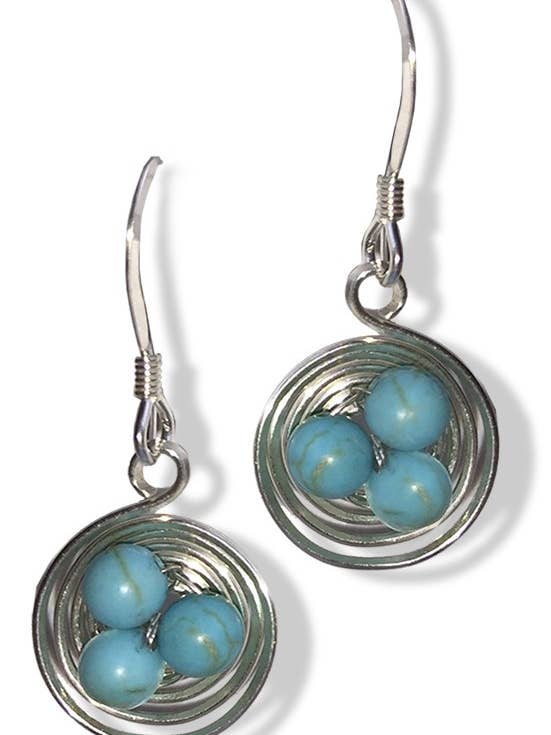 The Nest Earrings - Circular Silver Robin Blue for wholesale by LeDanse Limited Edition Jewelry
