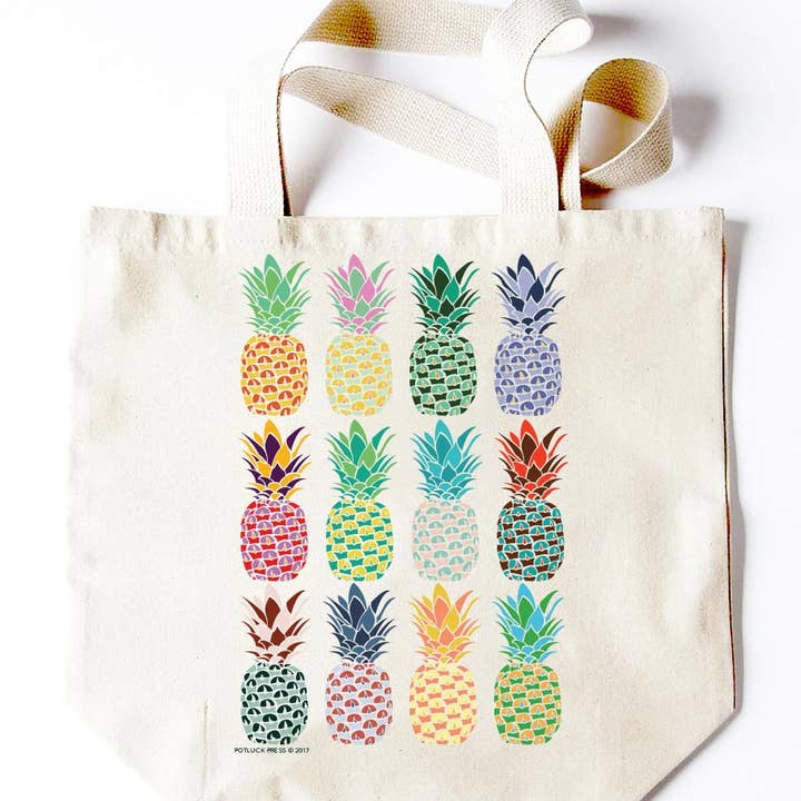 Potluck Press - Wholesale Tote Bag - Women's - Multi Pineapple Pattern Tote