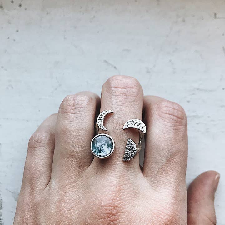 Phases of the Moon Sculptural Ring for wholesale by Yugen Handmade