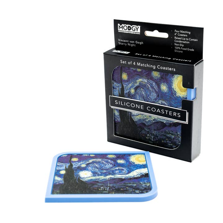 Silicone Coaster Set (4 Per Box) - van Gogh Starry Night for wholesale by Modgy
