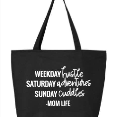 Weekday Hustle Saturday Adventures Sunday Cuddles - Mom Life Canvas tas voor wholesale door spillthebeansetc