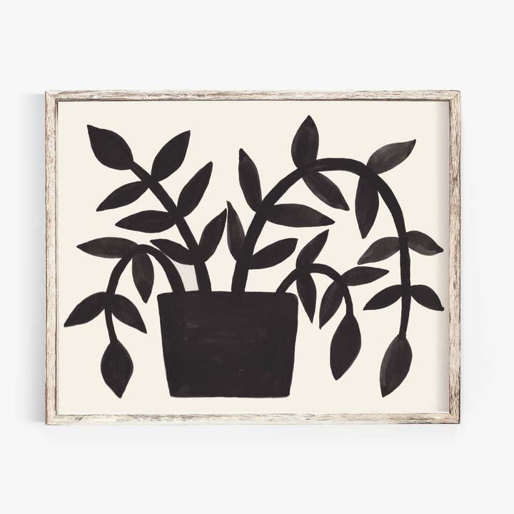 Rare Bird Co. + Pauline Stanley Studio – Impressão artística por atacado – Impressão de arte de parede Black Plant - Pintura em guache0