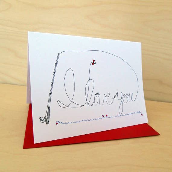 Rachelink Cards & Illustrations - Wholesale Love Card - Tie my Heart Fly Fishing Love Card1