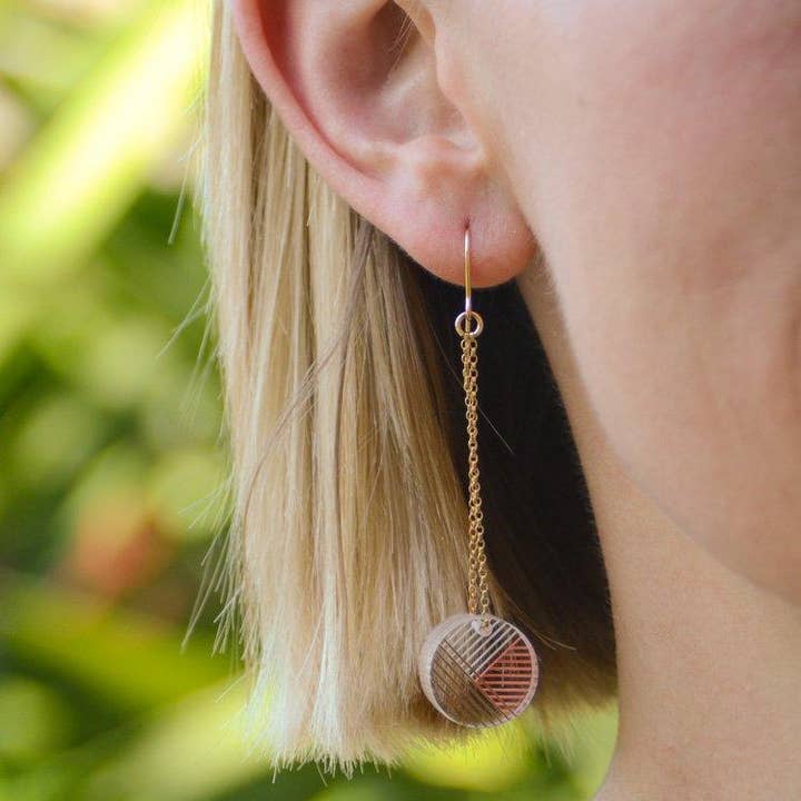 Osa Earrings · Circle Drop Dangle Duster Earring for wholesale by Bird of Virtue