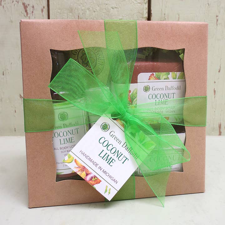 Coconut Lime Boxed Gift Set - Tropical for wholesale by Green Daffodil Bath & Body