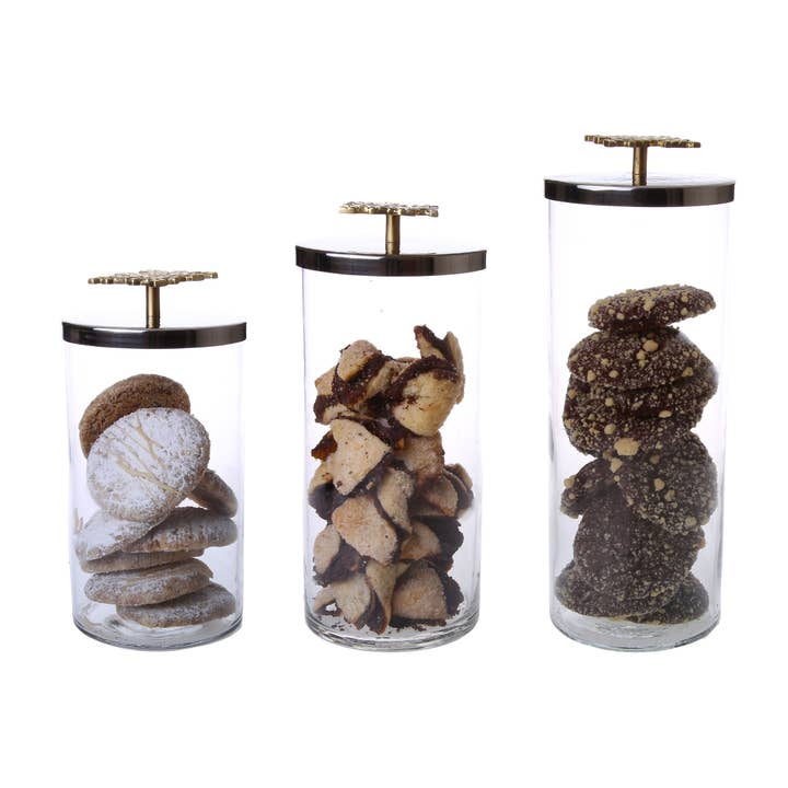 CLASSIC TOUCH DECOR INC. - Wholesale Canister - Medium Canister With Lid - Gold/ Nickel