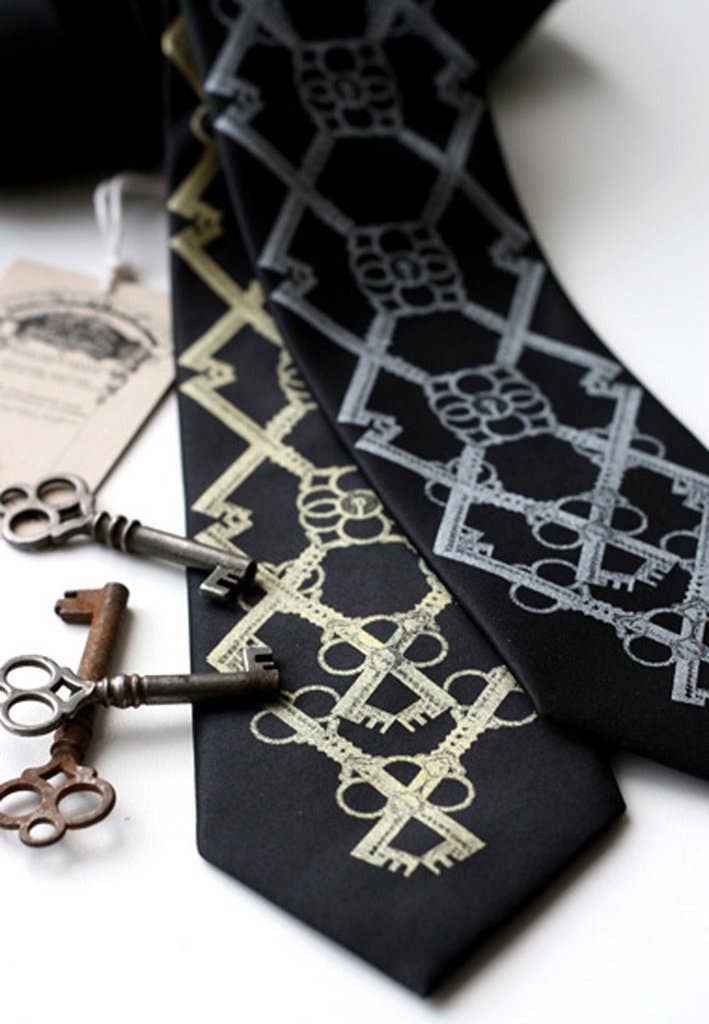 Cyberoptix Tie Lab - Wholesale Necktie - Men's - Skeleton Keys Necktie "Argyle Key" Microfiber Tie.0