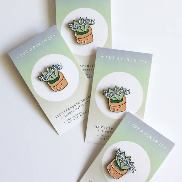 ILOOTPAPERIE - Wholesale Lapel pin/button - Sad Plants Club Enamel / Lapel Pin1