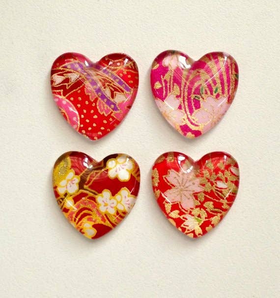 Tanner Glass - Wholesale Magnet - Magnet: Japanese Chiyogami Heart Shaped - Single BEST SELLER1