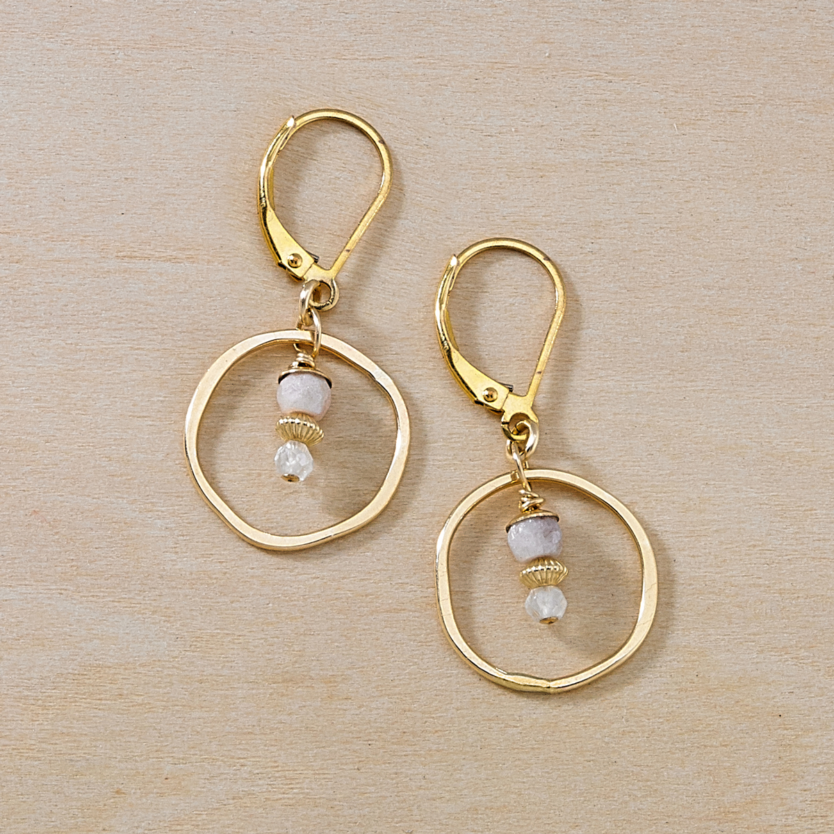 Freshie & Zero - Wholesale Dangle Earrings - Sunrise Dusky Coast Earrings - Moonstone and Gold Circle3
