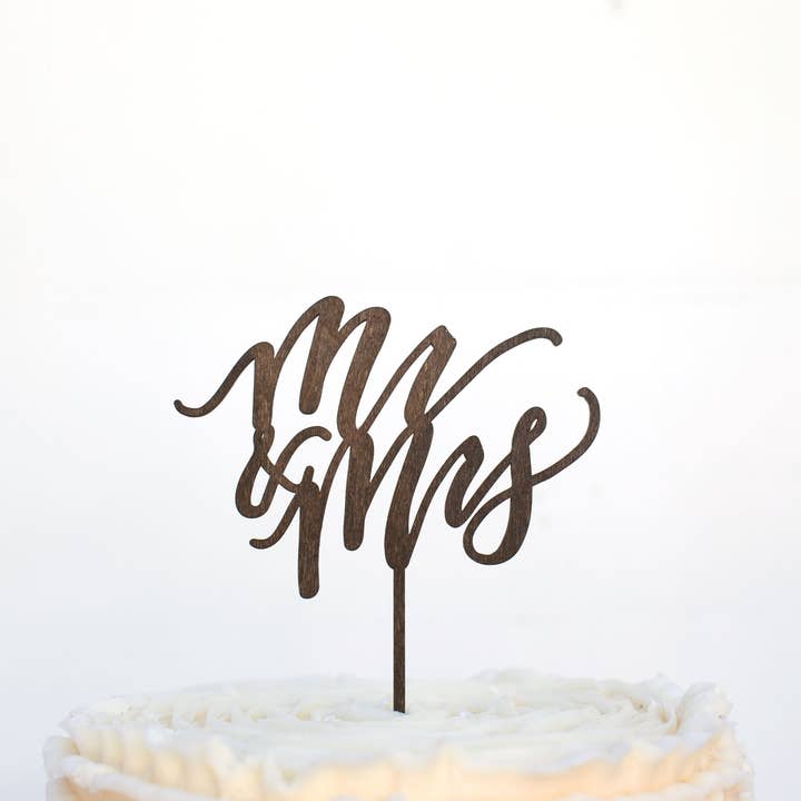 Worthwrite Goods - Wholesale Cake/Cupcake Topper - Mr and Mrs Cake Topper - Natural Finish1