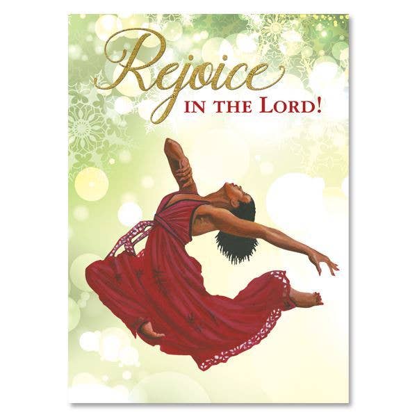 Tarjeta de Navidad C951 Rejoice in the Lord Red Dancer para venta al por mayor de African American Expressions