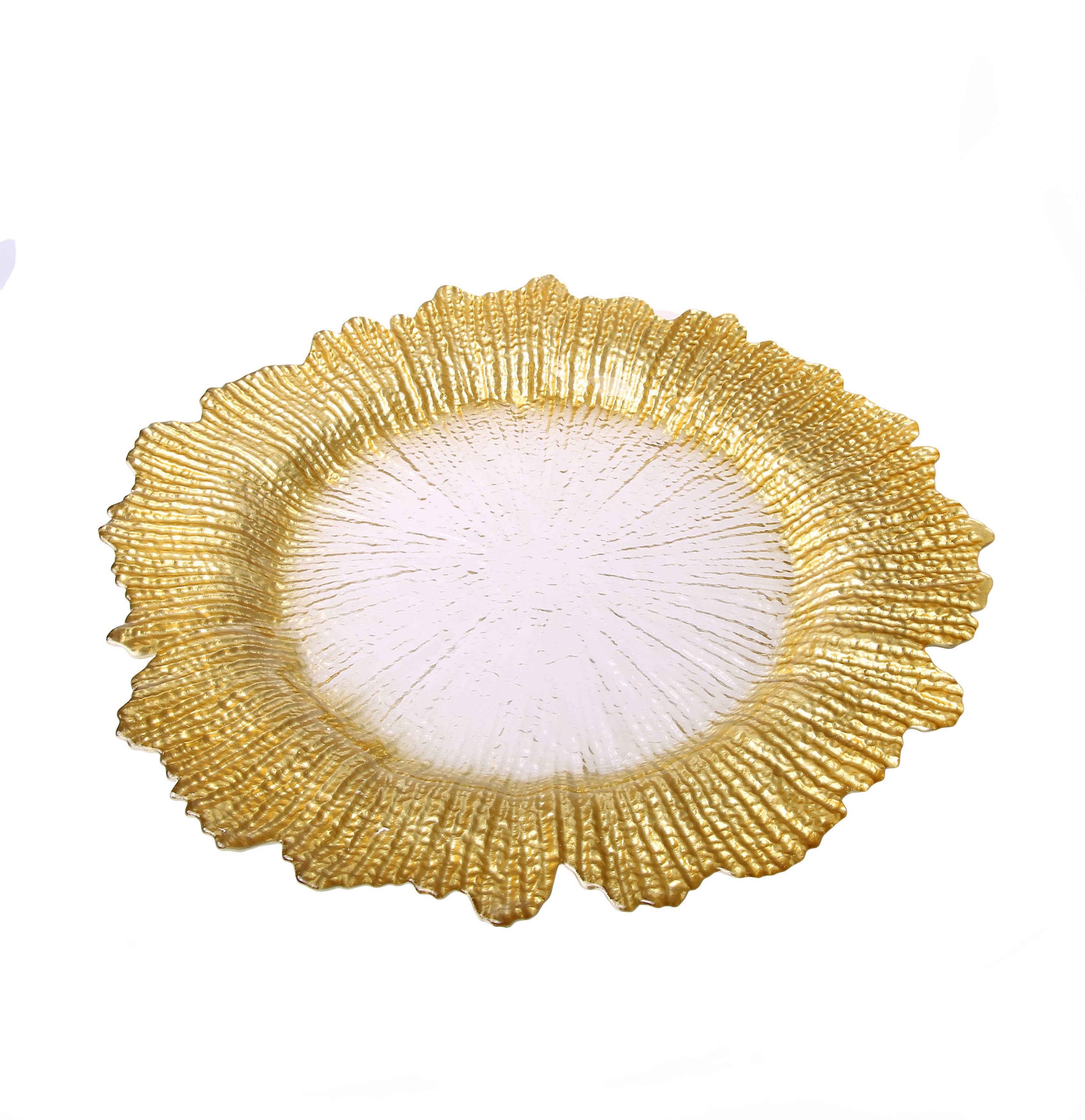 CLASSIC TOUCH DECOR INC. - Wholesale Charger Plate - Gold Flower Shaped Chargers - Set Of Four2